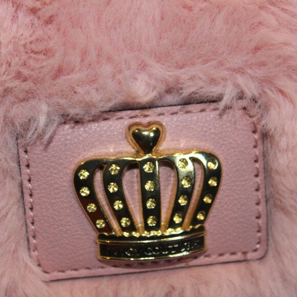Juicy Couture CROSSBODY PINK purse furry HEART CHARM fluffy Pom Pom puff - Picture 5 of 14